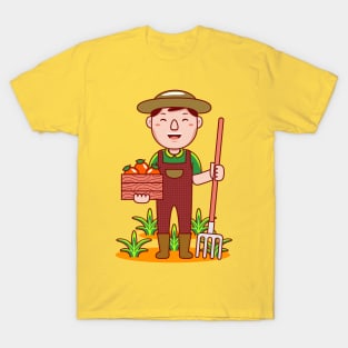 Cut Farmer Cartoon T-Shirt